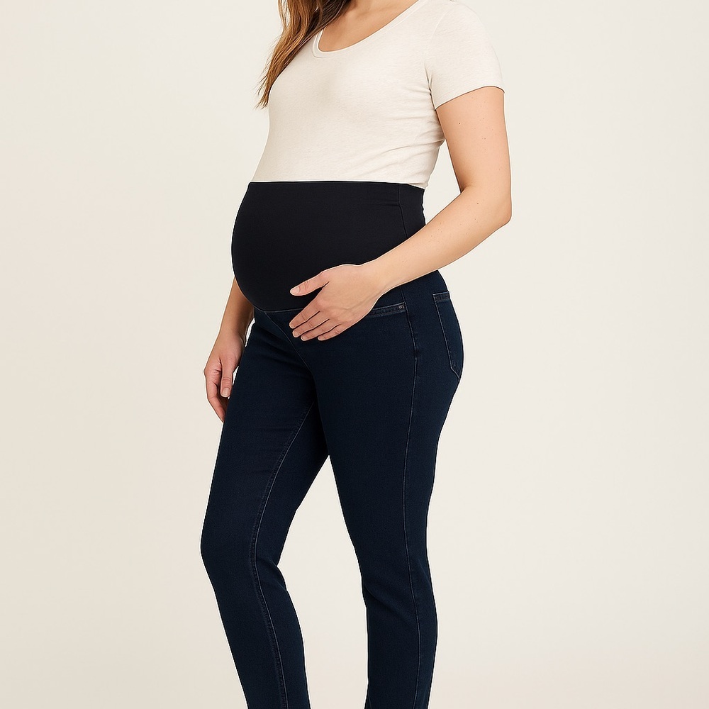 Indigo Blue Maternity Blue Stretch Jeans Size Large - Picture 1 of 7